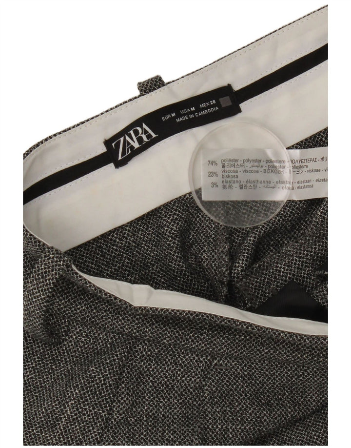Zara Damen-Freizeithose mit hoher Taille und weitem Bein, mittelgraues Polyester