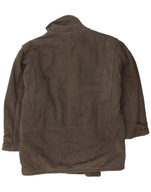 VINTAGE Herren Sherpa Jacke UK 40 Große braune Baumwolle