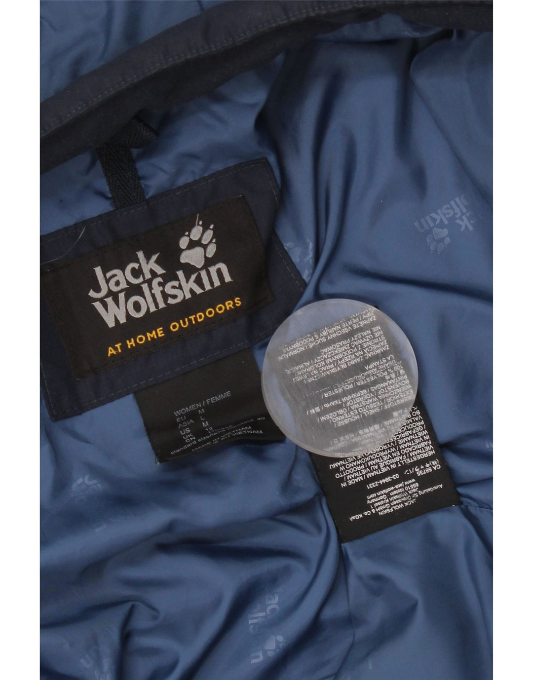 Jack Wolfskin Wattierter Damenmantel mit Kapuze, UK 12, Mittelmarineblau, Polyester