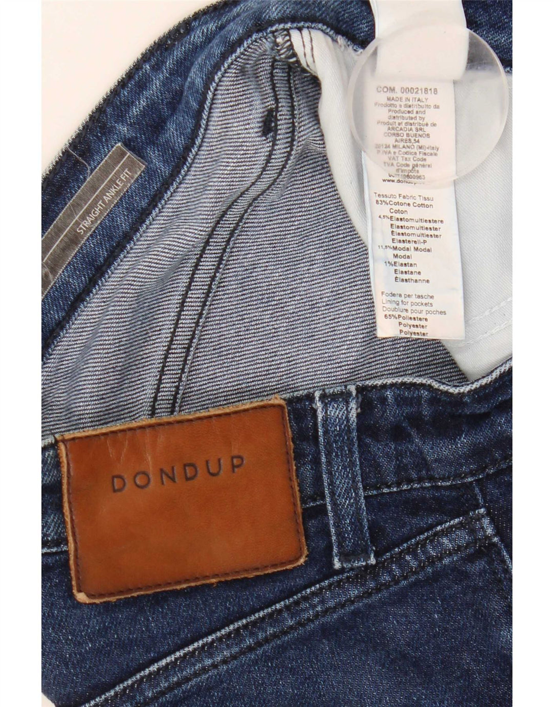 Dondup Damen Straight Jeans W28 L27 Marineblaue Baumwolle