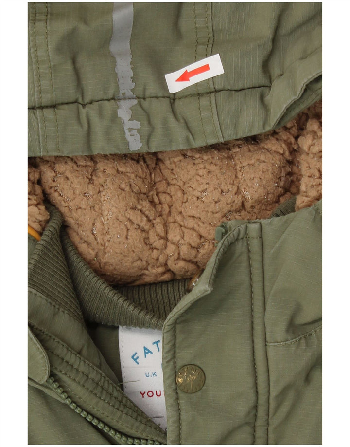 Fat Face Jungen-Parka mit Kapuze, 8–9 Jahre, Khaki, Baumwolle