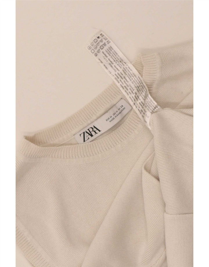 Zara Damen Crop Vest Top UK 12 Mittelweiße Viskose