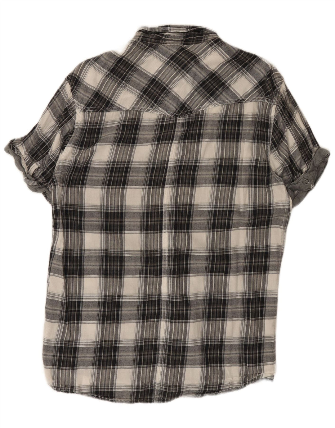 Jack & Jones Herren-Kurzarm-Flanellhemd, groß, grau kariert, Baumwolle