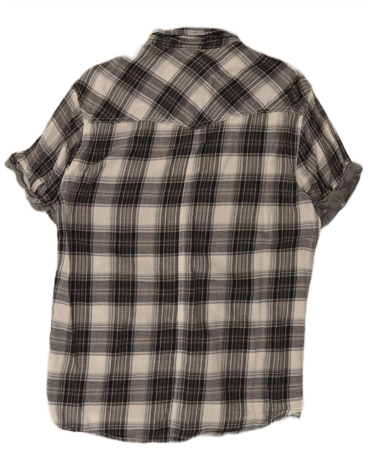 Jack & Jones Herren-Kurzarm-Flanellhemd, groß, grau kariert, Baumwolle
