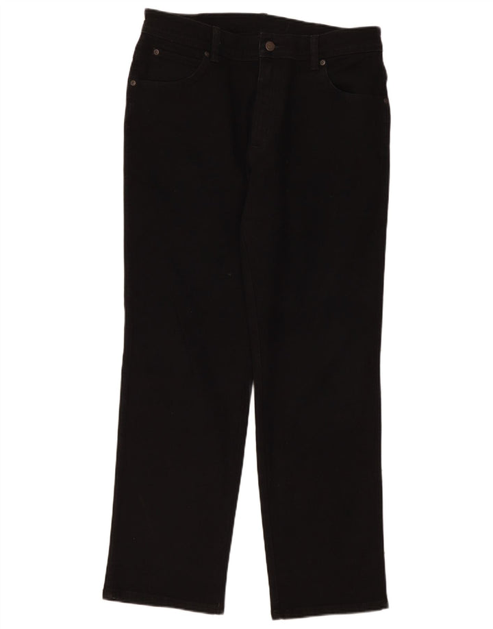 Wrangler Herren Regular Straight Jeans W34 L30 Schwarze Baumwolle