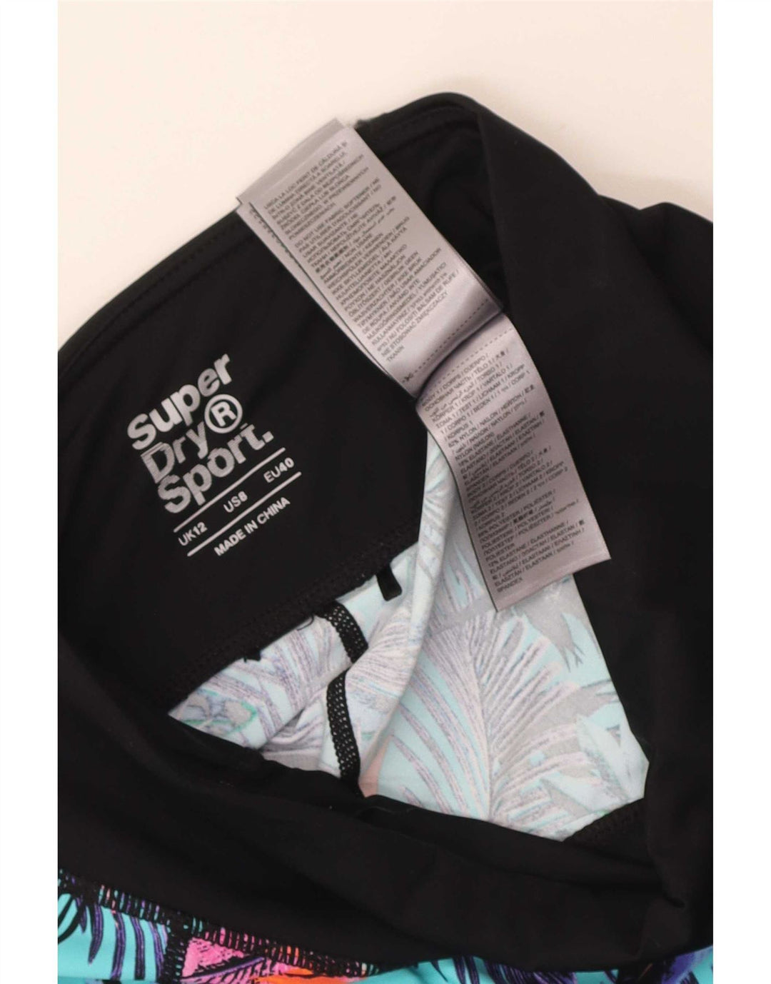 Superdry Damen Grafik-Crop-Leggings UK 12 Medium Mehrfarbig mit Blumenmuster