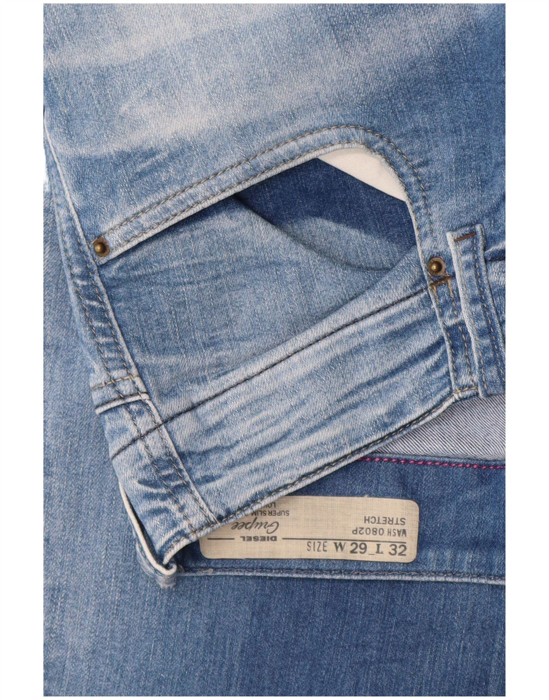 Diesel Damen Grupee Super Slim Jeans W29 L32 Blaue Baumwolle