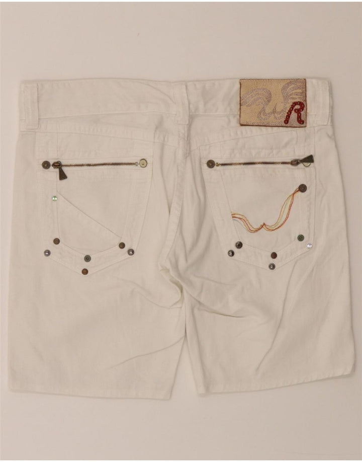 VINTAGE Womens Stella Denim Shorts W£1 Medium White Cotton Vintage Vintage and Second-Hand Vintage from Messina Hembry 