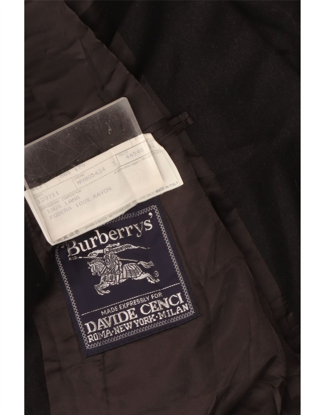 Burberrys Herren-Blazer mit 3 Knöpfen, IT 52, große schwarze Wolle