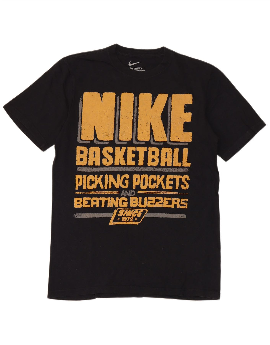 NIKE Mens Standard Graphic T-Shirt Top Large Black Cotton