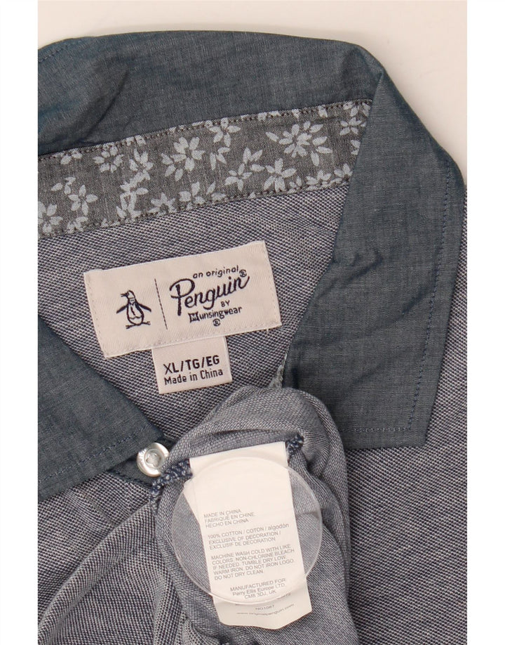 Penguin Herren Poloshirt XL Blau Baumwolle