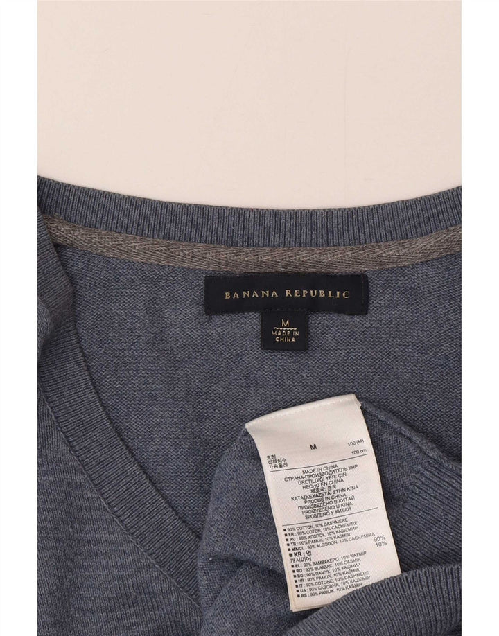 Banana Republic Herren-Pullover mit V-Ausschnitt aus mittelblauer Baumwolle