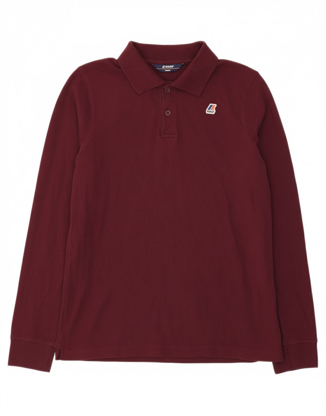 K-WAY Mens Long Sleeve Polo Shirt Medium Burgundy Cotton