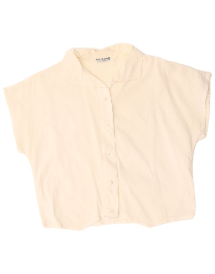 Cacharel Damen Crop Kurzarm-Hemdbluse UK 14 Mittelweiß