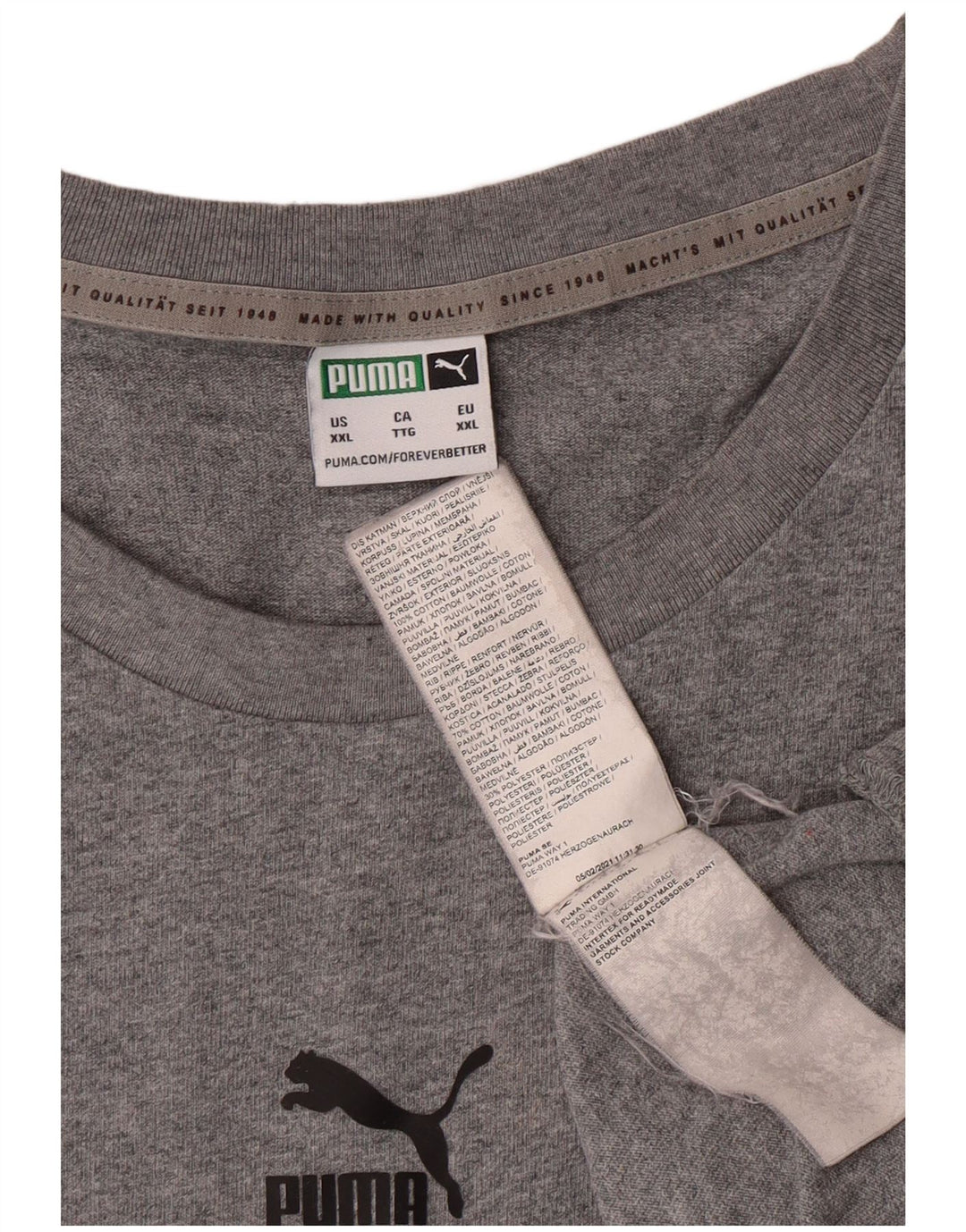 Puma Herren Grafik T-Shirt Top 2XL Grau Baumwolle