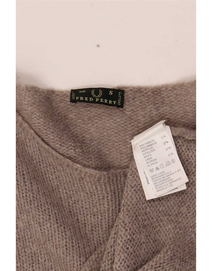 Fred Perry Damen-Pullover mit U-Boot-Ausschnitt, Gr. 10, Größe S, Grau, Polyamid