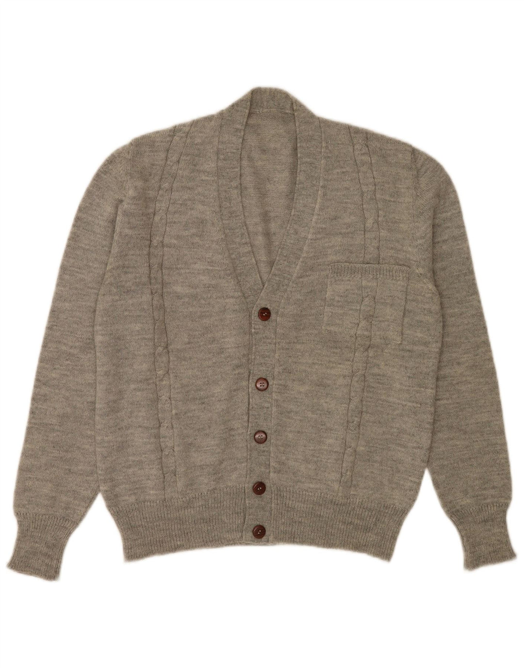 Vintage Herren Cardigan Pullover Mittelgrau meliert