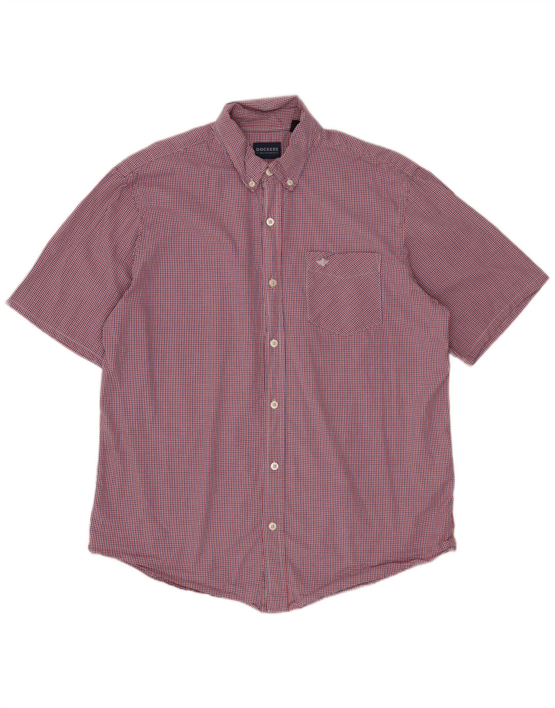 Dockers Herren-Kurzarmhemd aus mittelroter Gingham-Baumwolle