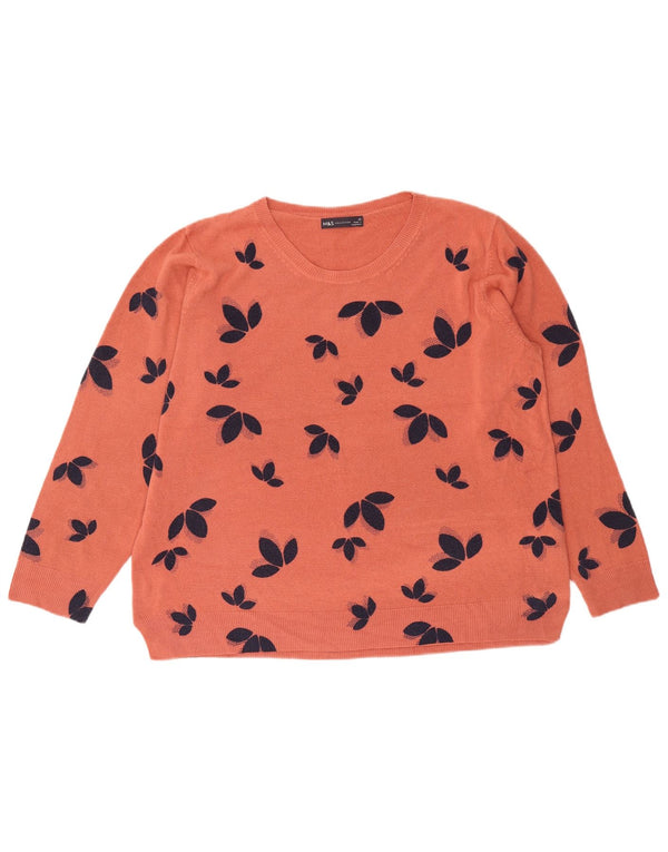 Marks & Spencer Damen-Pullover mit Rundhalsausschnitt, Gr. 22 3XL, rosa geblümt