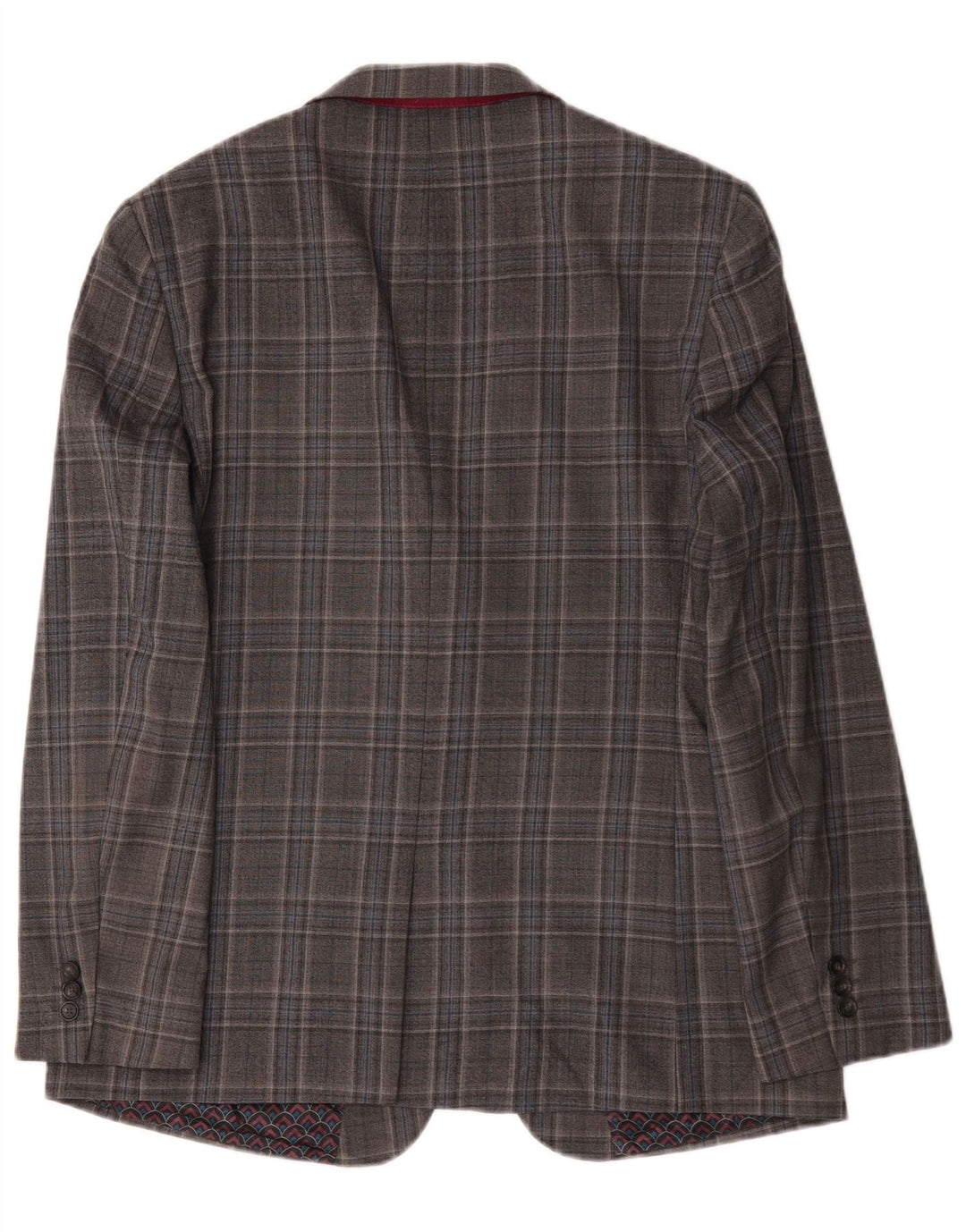 Ted Baker Herren-Blazer, lang, mit 2 Knöpfen, UK 44, 2XL, grau karierte Wolle