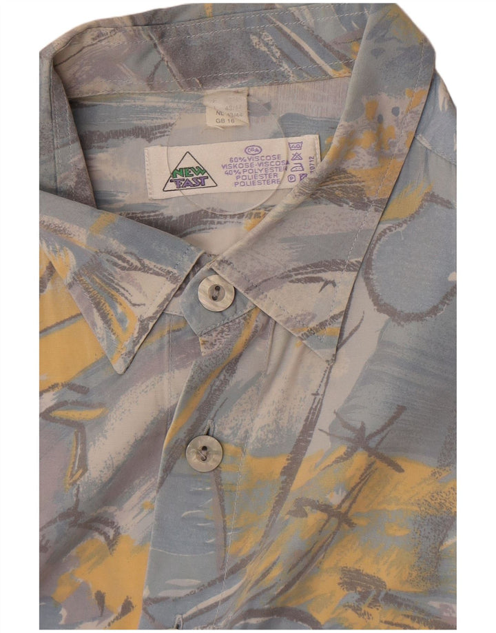 C&A Herren New Fast Shirt Größe 16 Große blaue geometrische Viskose