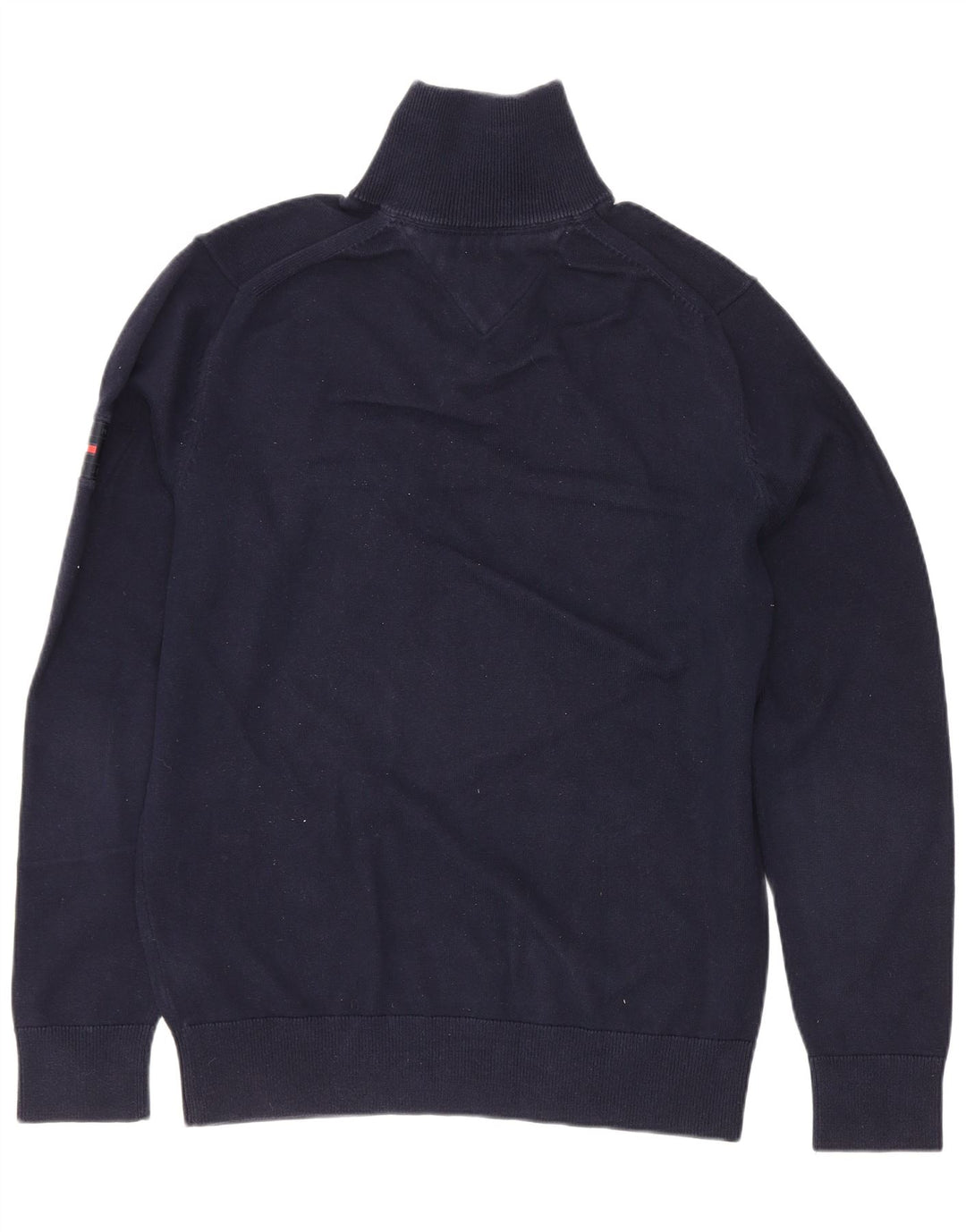 Tommy Hilfiger Herren-Pullover mit Reißverschluss am Hals, mittlerer Marineblau-Farbblock
