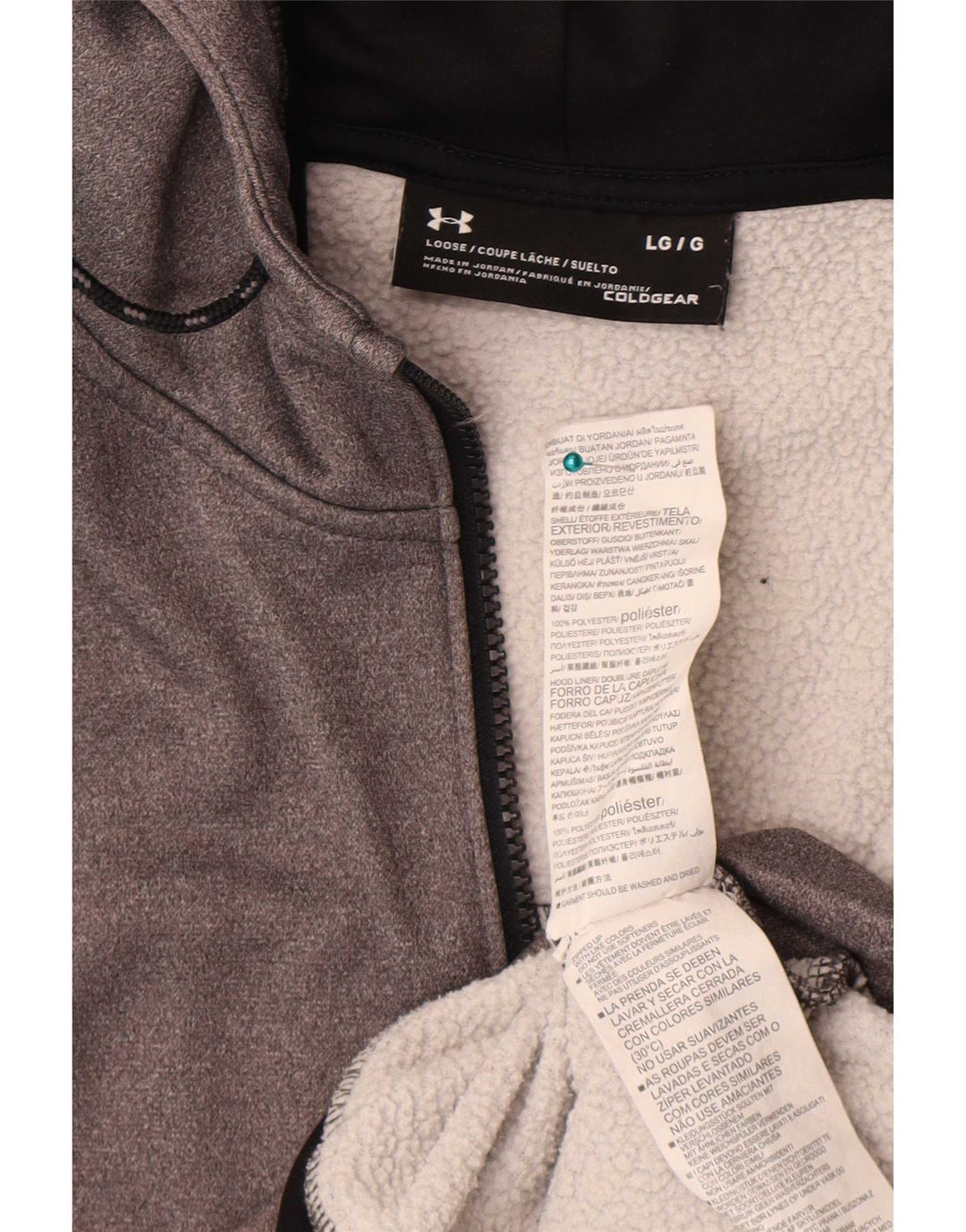 Under Armour Herren Cold Gear Kapuzenpullover mit Reißverschluss, groß, grau, Polyester