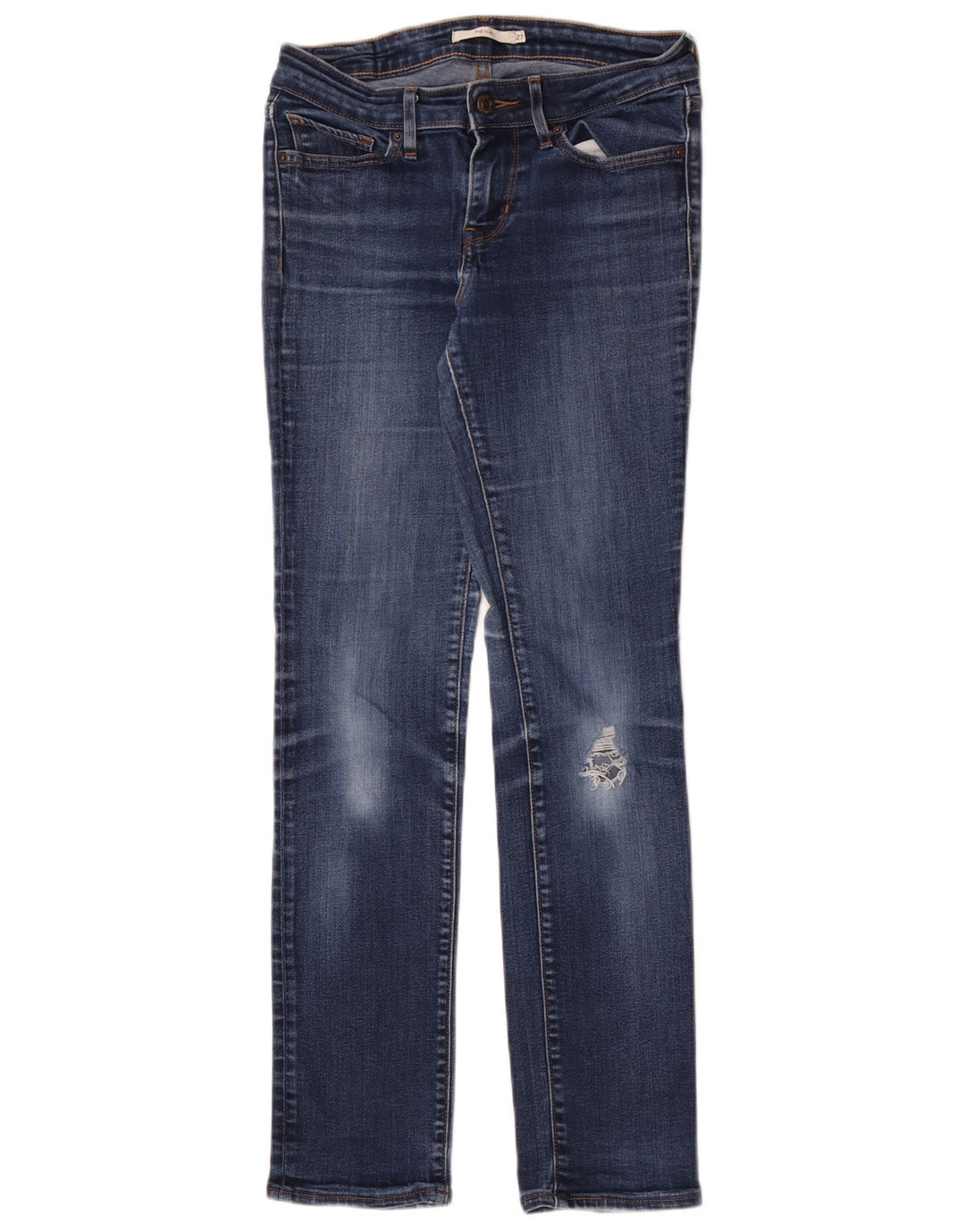 LEVI'S Damen 712 Distressed Slim Jeans W27 L30 Blaue Baumwolle