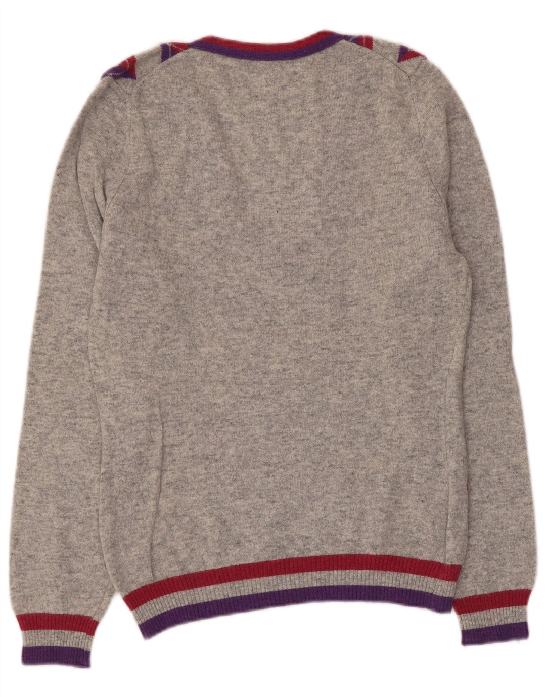 Sisley Damen-Pullover mit V-Ausschnitt, Gr. 10, Größe S, Grau Argyle/Diamant