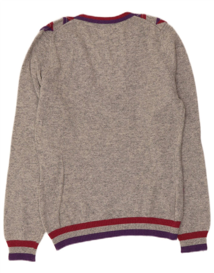 Sisley Damen-Pullover mit V-Ausschnitt, Gr. 10, Größe S, Grau Argyle/Diamant
