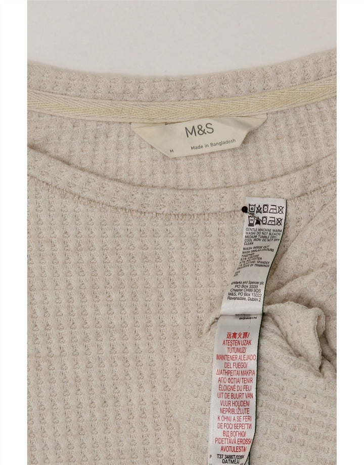 Marks & Spencer Damen Top Langarm UK 12 Mittelbeige Viskose