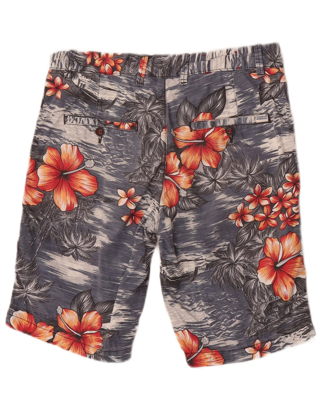 Franklin Marshall Herren Leo Chino Shorts W31 Medium Navy Blue Hawaiian