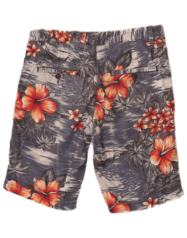Franklin Marshall Herren Leo Chino Shorts W31 Medium Navy Blue Hawaiian