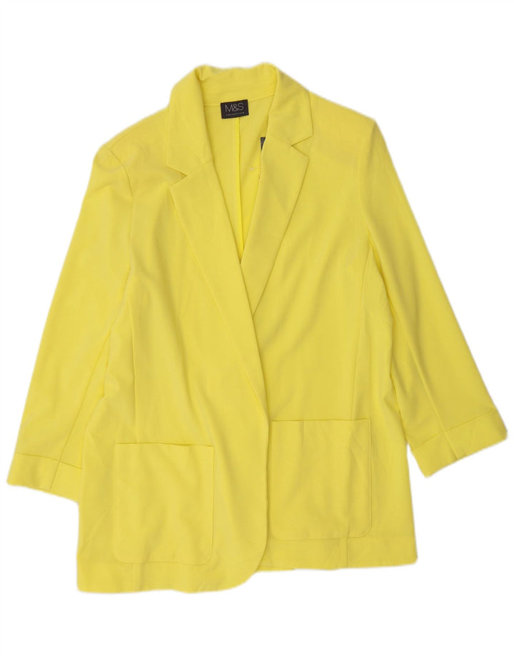Marks & Spencer Offene Blazerjacke für Damen mit 3/4-Ärmeln, UK 12, Mittelgelb