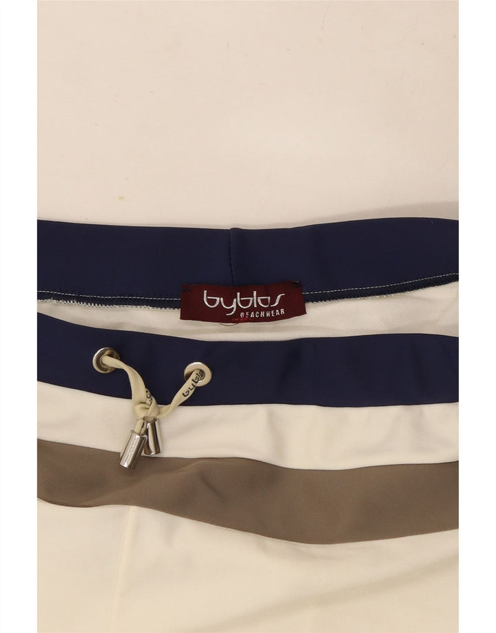 Byblos Damen Badeshorts UK 14 Mittelweiß gestreift
