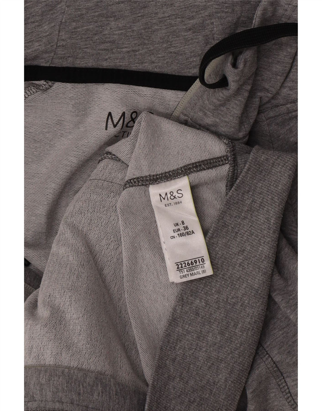 Marks & Spencer Damen-Kapuzenpullover mit Reißverschluss, Größe S, Gr. 8, Grau gefleckt