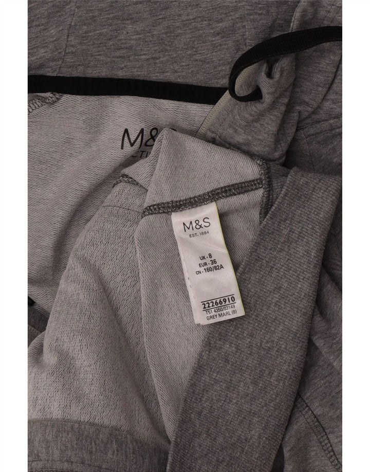 Marks & Spencer Damen-Kapuzenpullover mit Reißverschluss, Größe S, Gr. 8, Grau gefleckt