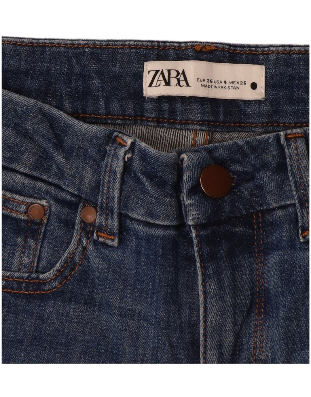Zara Damen Bootcut Jeans EU 36 XS W26 L28 Blau