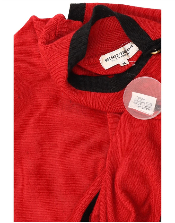 Windsmoor Damen-Pullover mit Knopfkragen, UK 14, Mittelrot, Farbblock