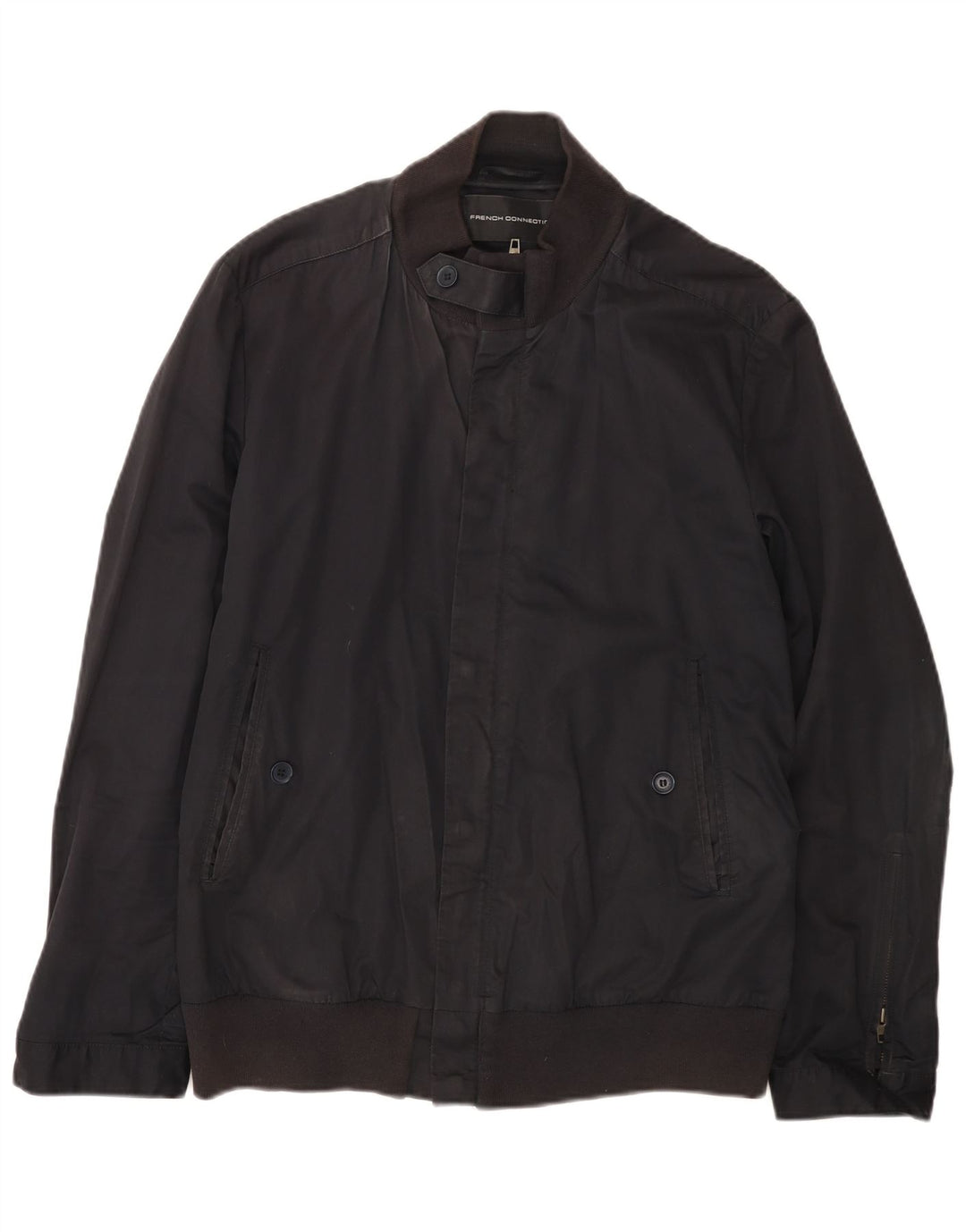 French Connection Herren Bomberjacke UK 40 Large Marineblau Baumwolle