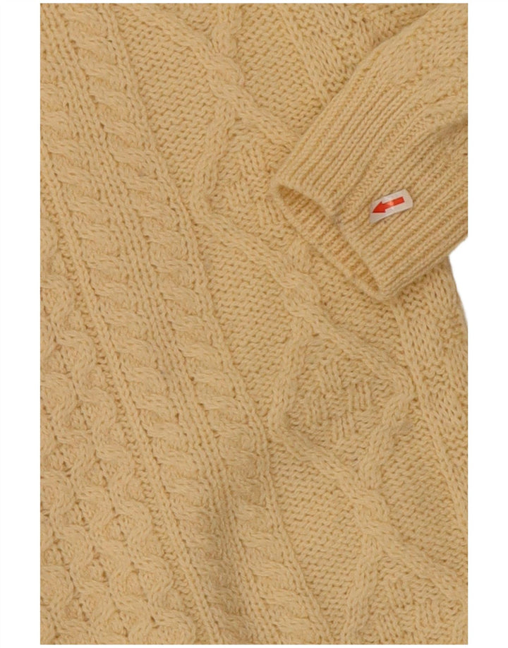 arancrafts Herren-Pullover mit Rundhalsausschnitt, mittelbeige Wolle