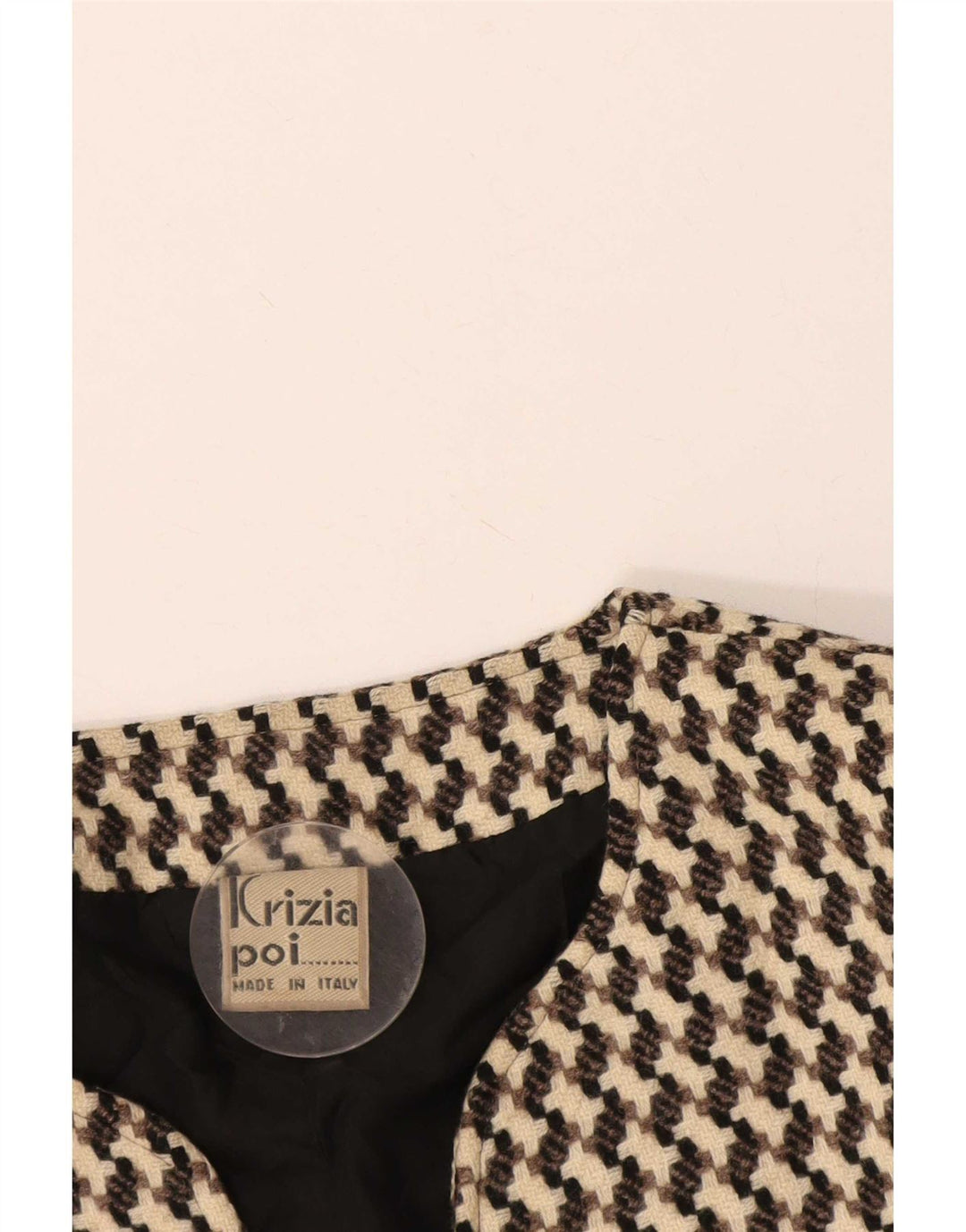 Poi By Krizia Damen Crop Blazer Jacke IT 40 Small Beige Houndstooth