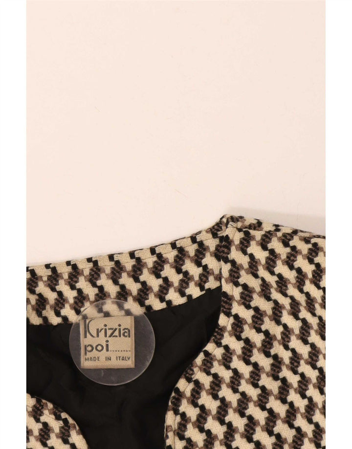 Poi By Krizia Damen Crop Blazer Jacke IT 40 Small Beige Houndstooth