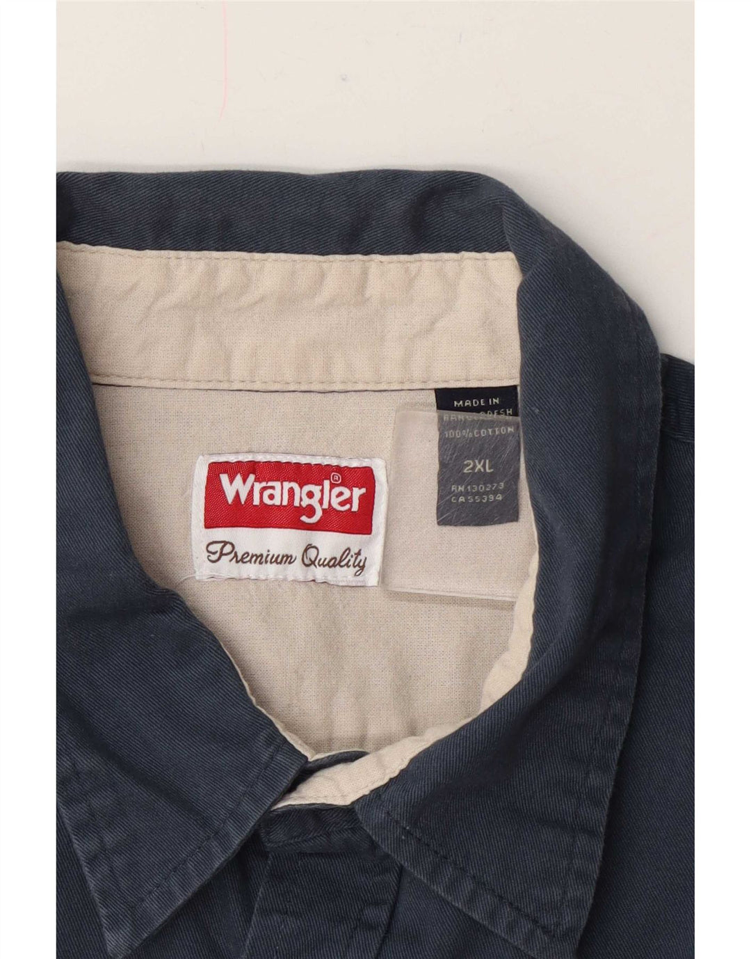 Wrangler Herrenhemd 2XL Marineblau aus Baumwolle