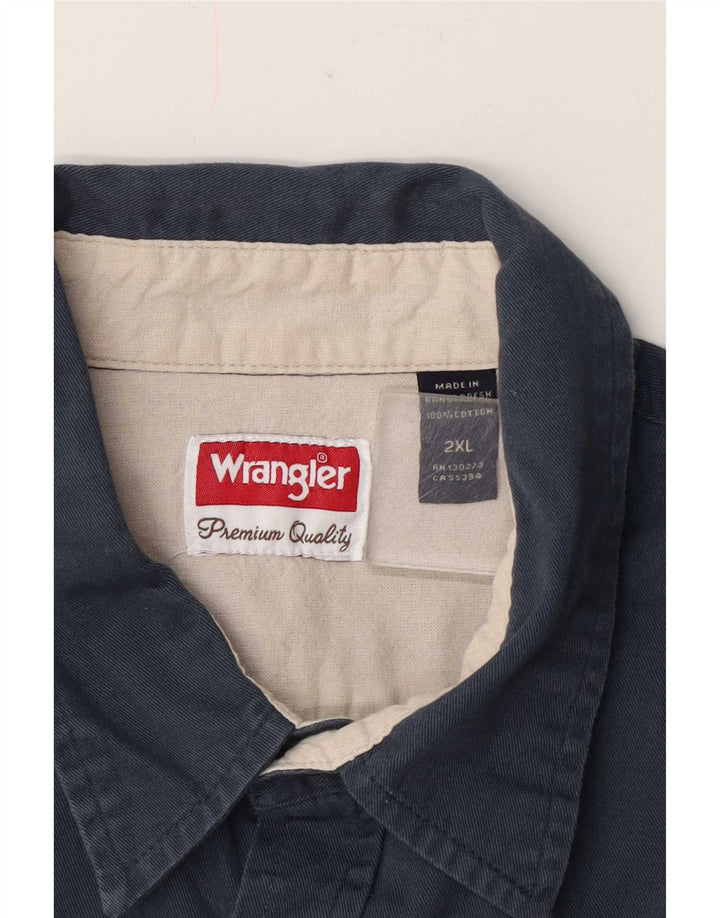 Wrangler Herrenhemd 2XL Marineblau aus Baumwolle