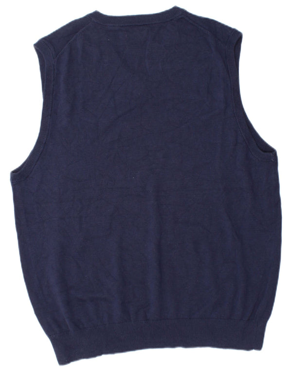 Izod Mens Vest Tank Top Medium Navy Blue Cotton