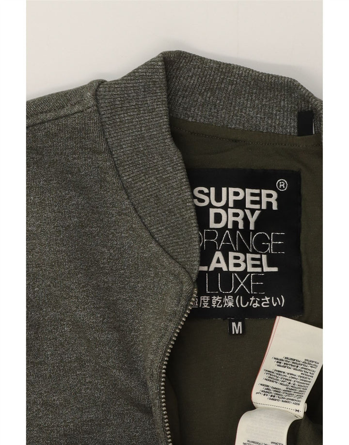 SUPERDRY Womens Tracksuit Top Jacket UK 14 Medium Khaki Cotton