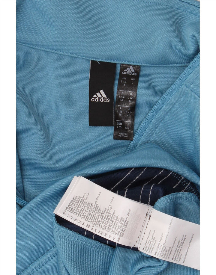 Adidas Damen-Trainingsanzug-Top-Jacke UK 161/18 Large Blue Colourblock