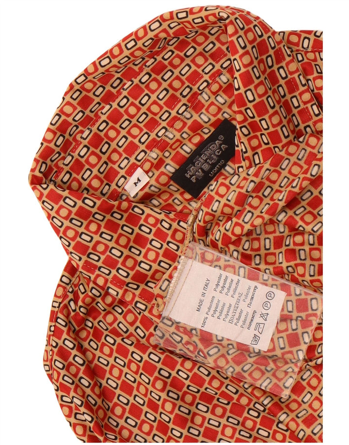 Hacienda Pvblica Herrenhemd Mittelrotes geometrisches Polyester