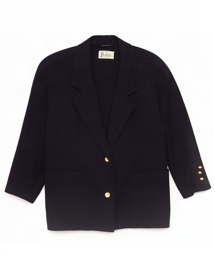 Herno Damen-Blazerjacke mit 2 Knöpfen, IT 44, mittelmarineblaue Wolle